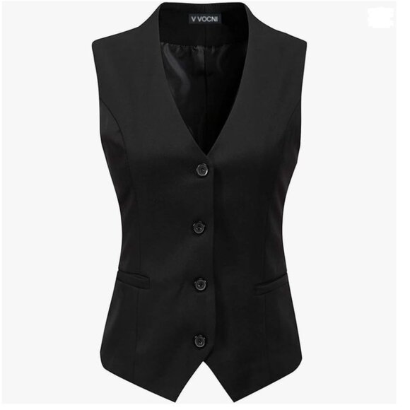 V VOCNI Jackets & Blazers - Women's Suit Vest Lined V-Neck, size L black, adjustable back strap